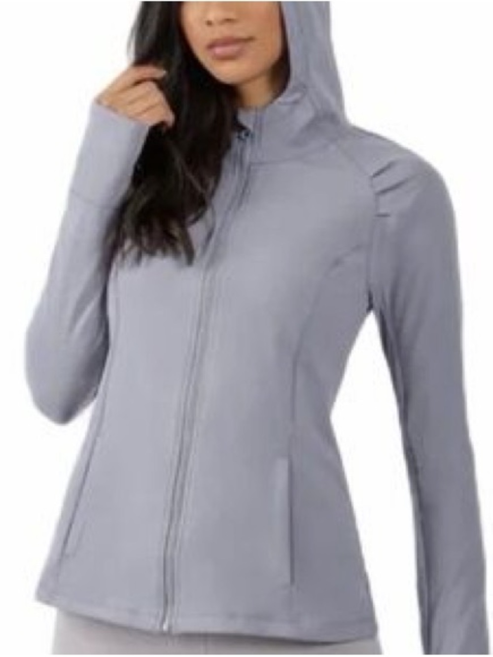Yogalicious Light Steel Gray Zip-Up Hooded Jacket